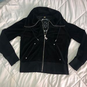 Michael kors black velvet zip up  sweatshirt